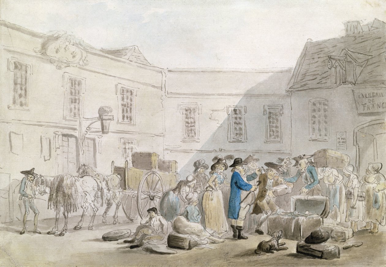 Boulogne Gümrük Binası (kağıt üzerine kurşun kalem ve gri mürekkepli klozet) by Thomas Rowlandson