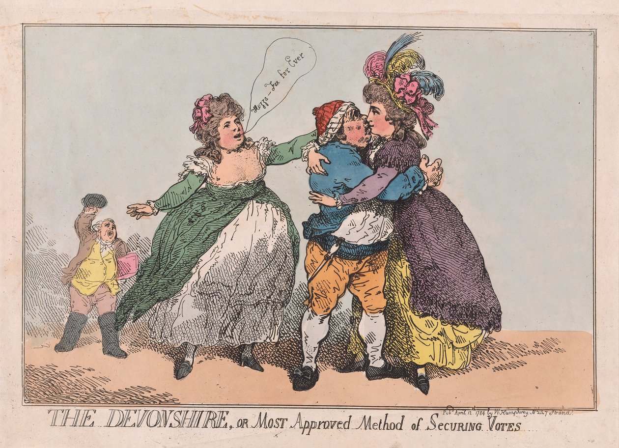 Devonshire veya Oyları Güvende Tutmanın En Onaylı Yöntemi, pub. 1784 (el renkli gravür) by Thomas Rowlandson