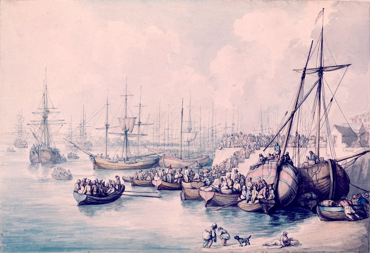 Toulon Kraliyet yanlılarının Karaya Çıkışı by Thomas Rowlandson