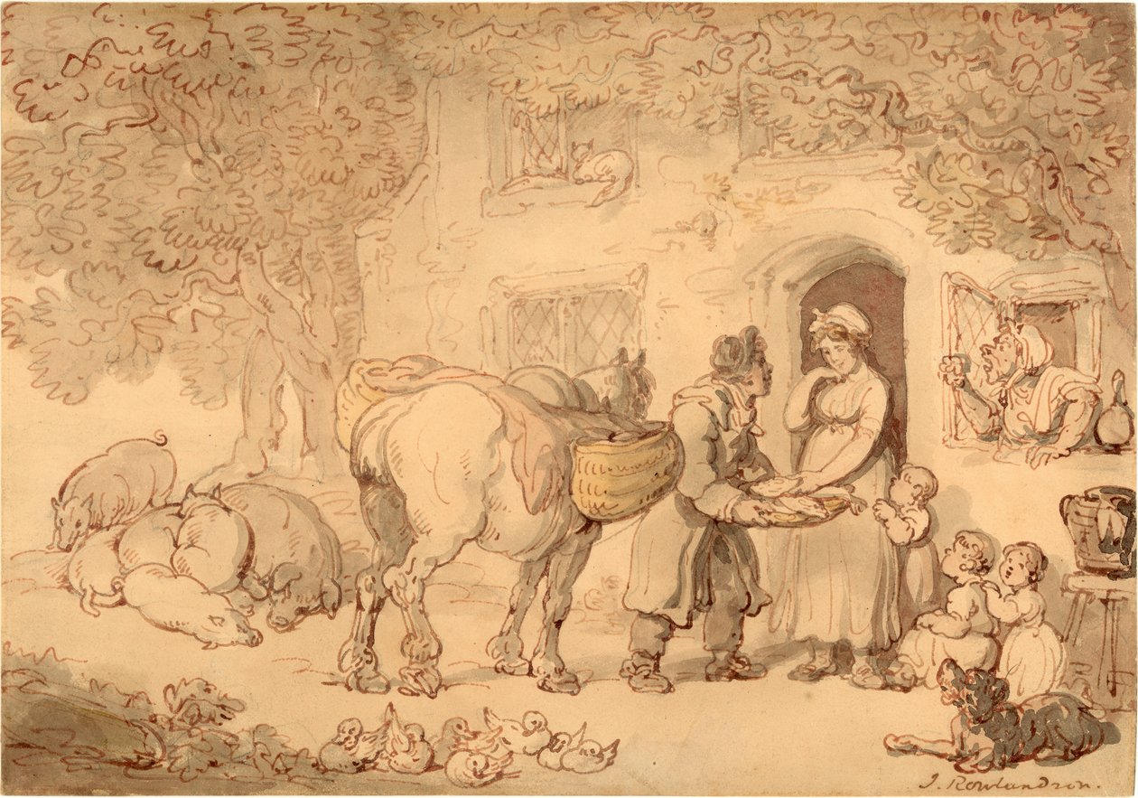 The Fishseller, yaklaşık 1775-1800 (Suluboya ve mürekkep) by Thomas Rowlandson