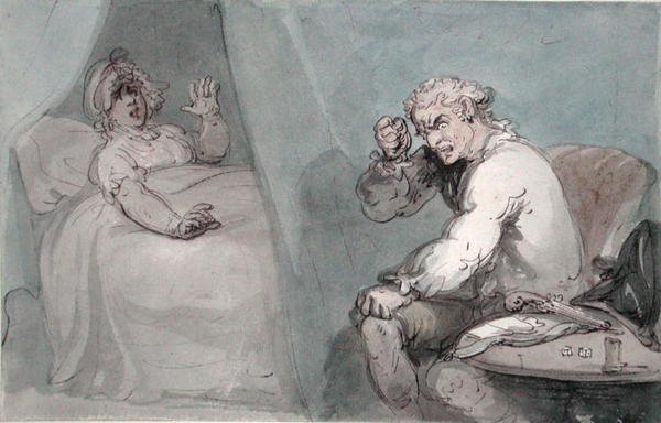 Gamester Yatağa Gidiyor (kağıt üzerine kalem ve mürekkeple suluboya) by Thomas Rowlandson