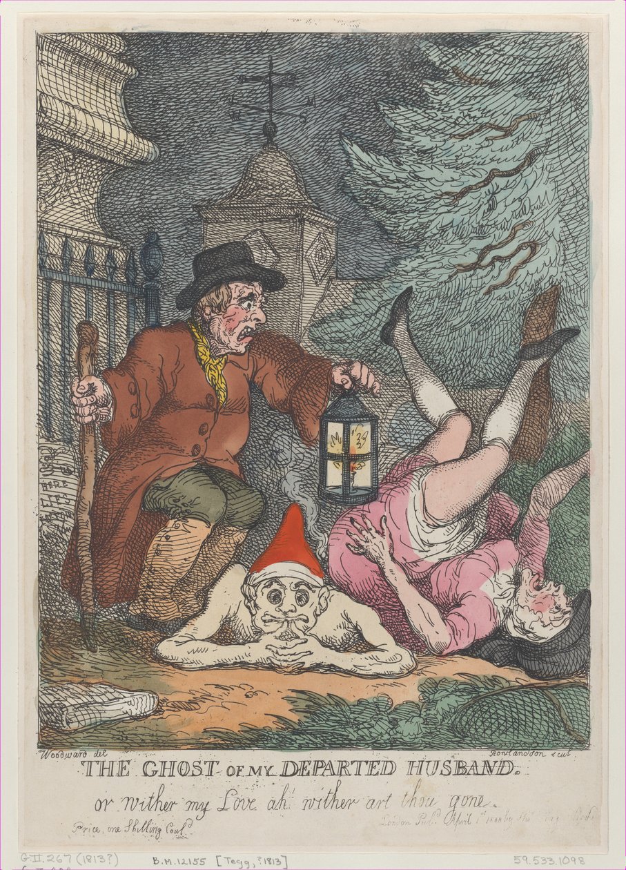 Ayrılan Kocamın Hayaleti, ya da Aşkımı Soldur ah sen de gittin, Nisan..., 1 Nisan 1808. by Thomas Rowlandson