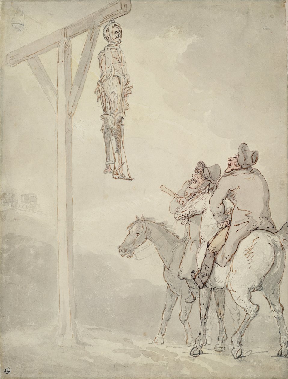 Gibbet (kalem ve mürekkep, kağıt üzerine suluboya ve kurşun kalem) by Thomas Rowlandson