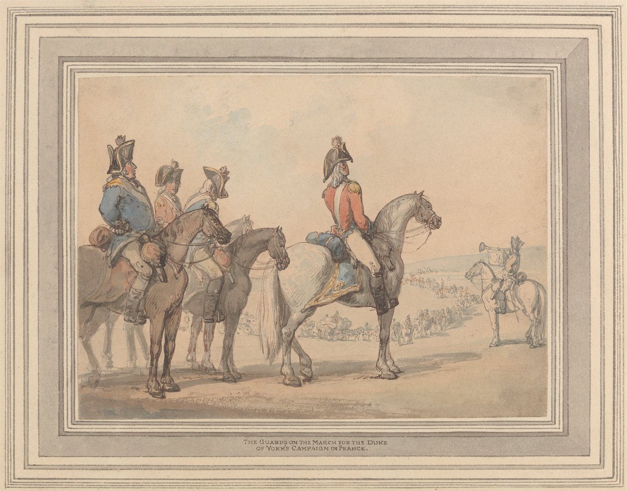 Muhafızlar, York Dükü'nün Fransa'daki Seferi için Yürüyüşte by Thomas Rowlandson