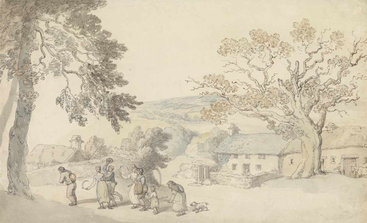 Biçerdöverler (kalem ve mürekkep ve kağıt üzerinde kurşun kalem üzerinde w/c) by Thomas Rowlandson