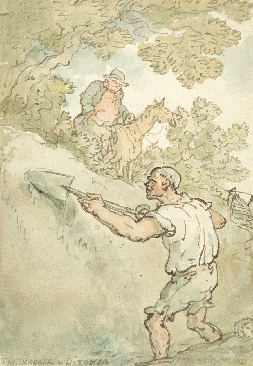 Hedger ve Ditcher (kağıt üzerine kalem ve mürekkep ve sulu boya) by Thomas Rowlandson