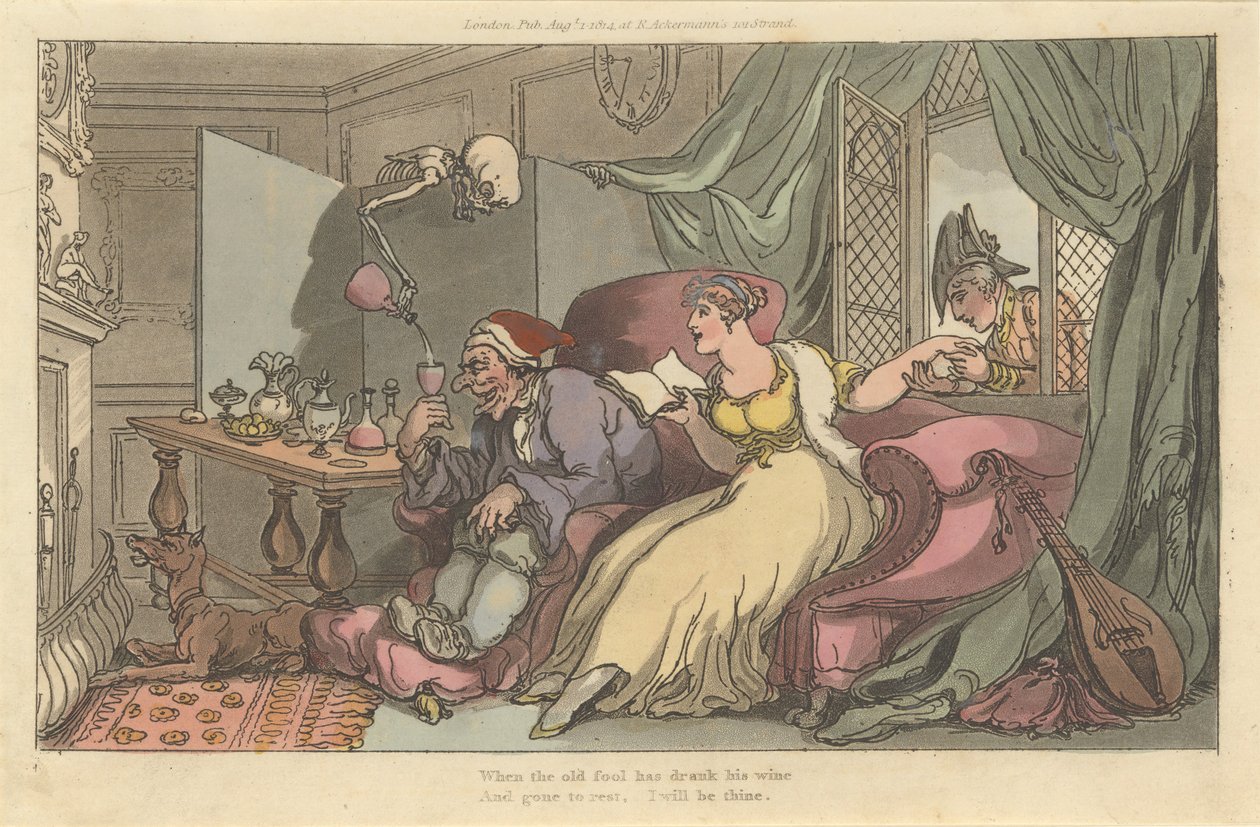Bal Ayı İngiliz Ölüm Dansı, levha 13, 1 Ağustos 1814. by Thomas Rowlandson