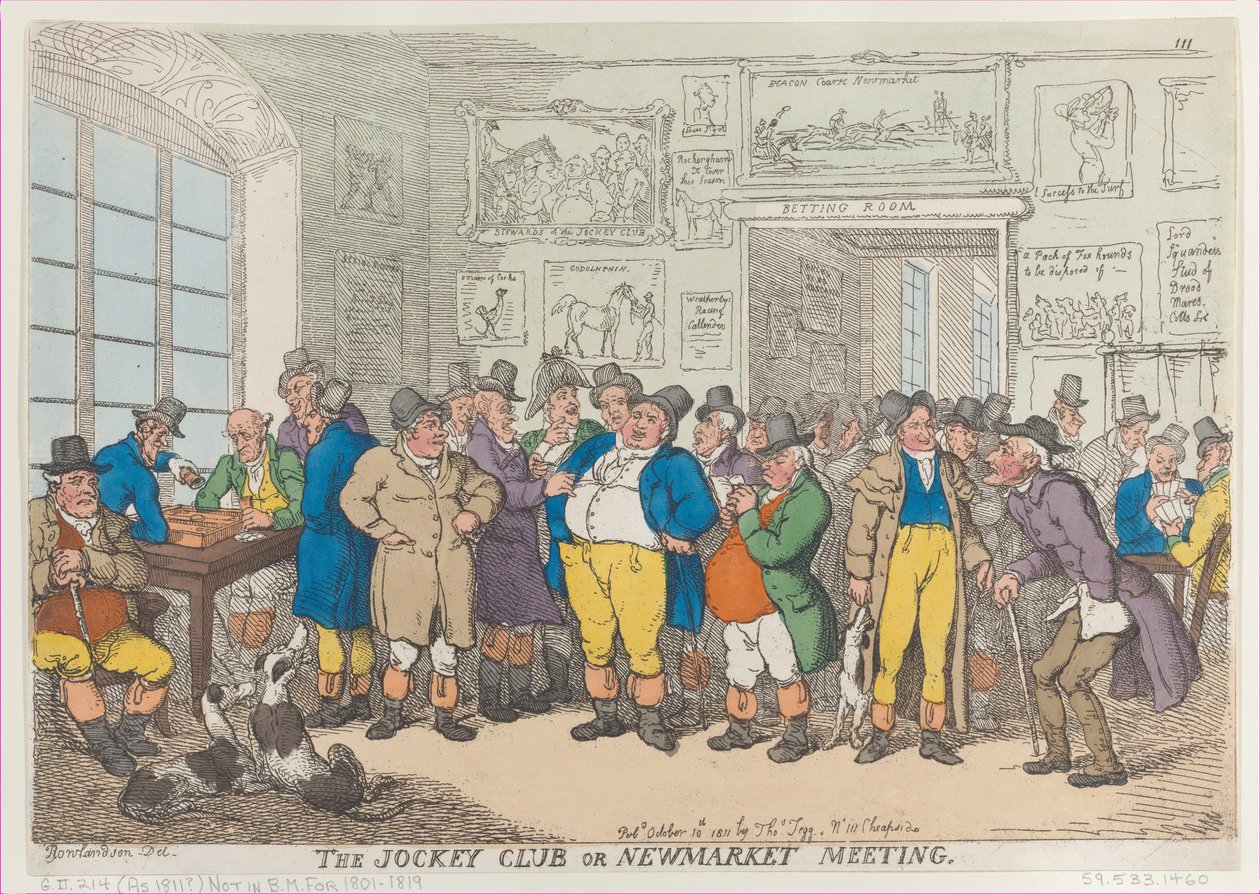 Jokey Kulübü veya Newmarket Toplantısı, 10 Ekim 1811., 10 Ekim 1811. by Thomas Rowlandson