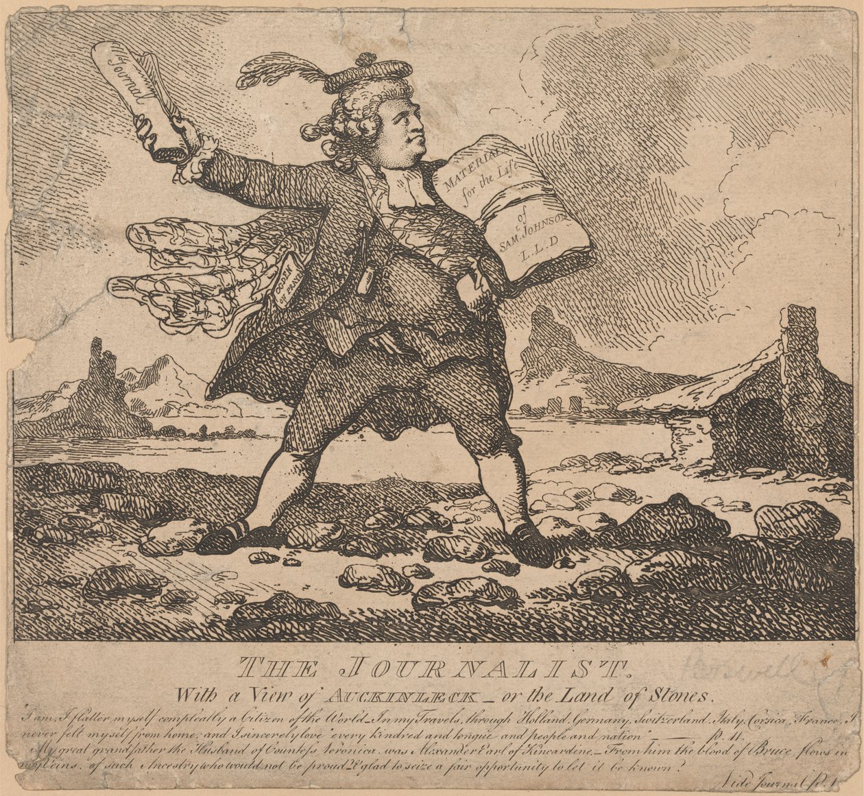 Auchinleck veya Land of Stones manzaralı Gazeteci by Thomas Rowlandson