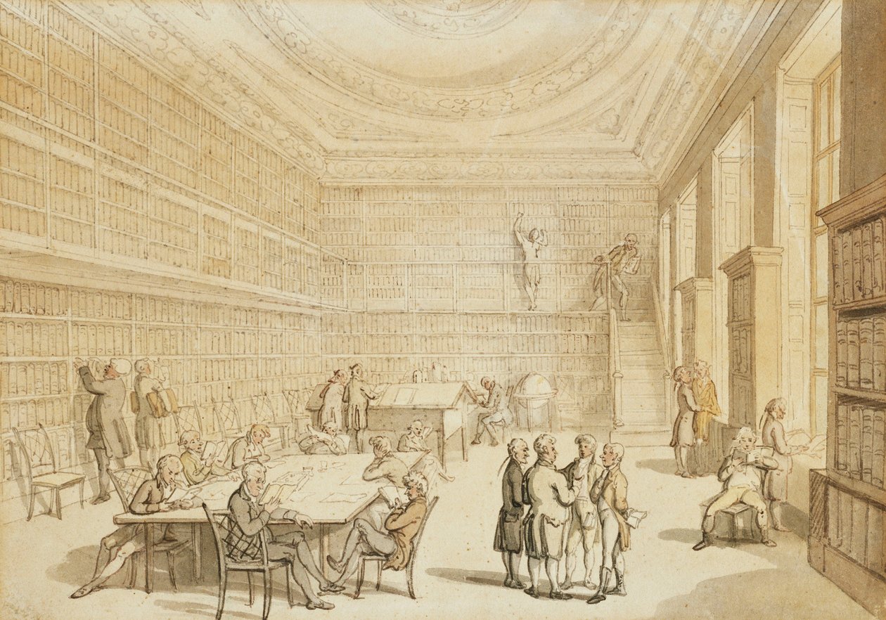 Kraliyet Kurumu Kütüphanesi, Albemarle Caddesi, by Thomas Rowlandson