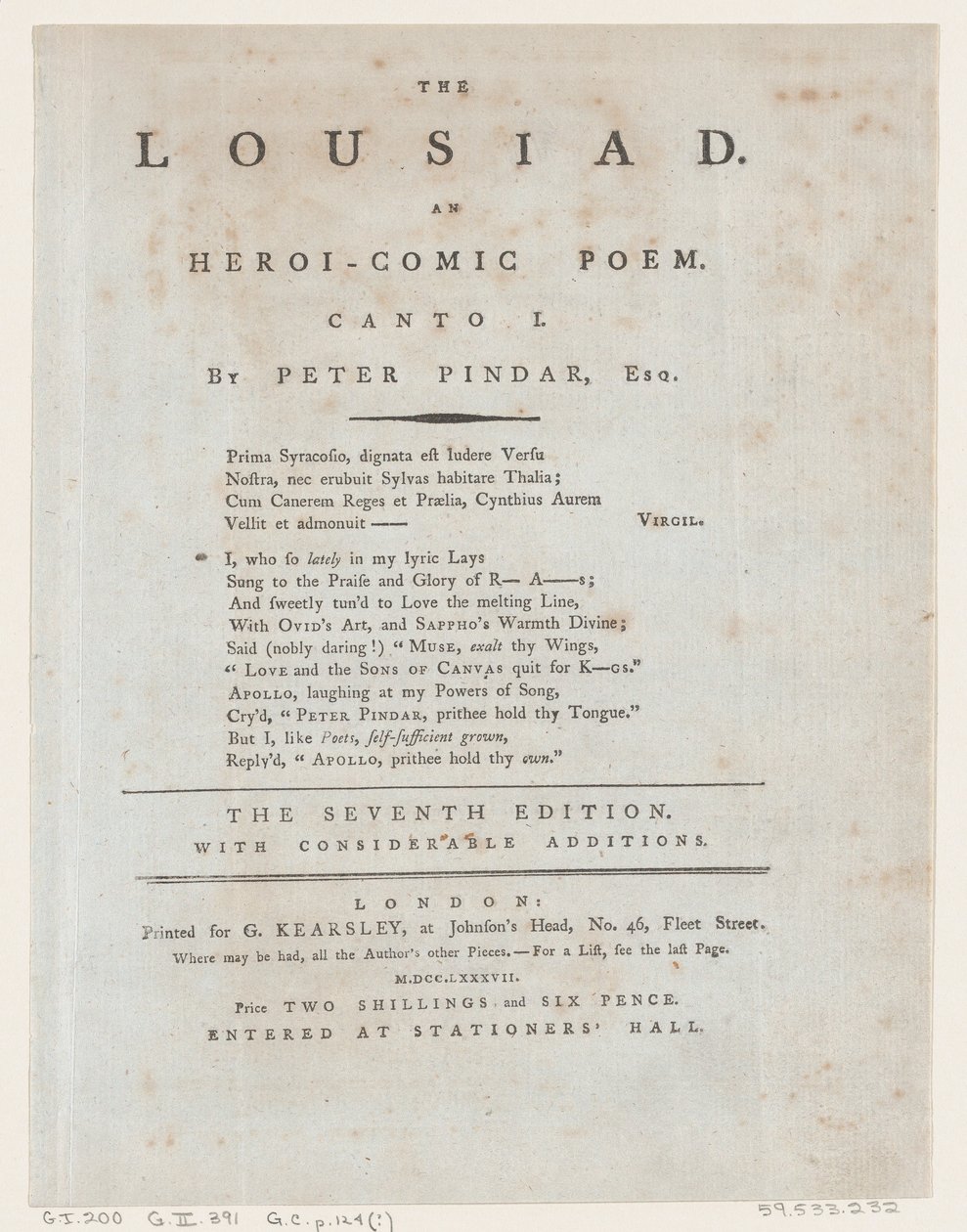 Louisiad, Başlık Sayfası, 1787., 1787. by Thomas Rowlandson