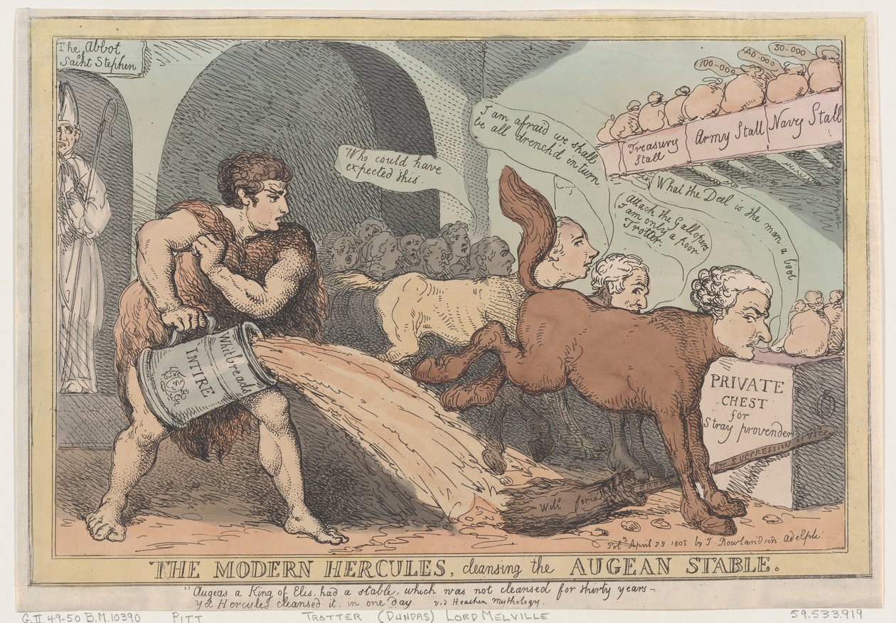 Modern Herkül, Augean Ahırını Temizlemek, 23 Nisan 1805., 23 Nisan 1805. by Thomas Rowlandson