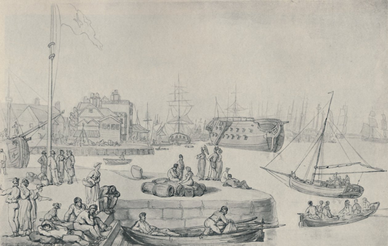 Rıhtım, Blackwall Rıhtımları, 1810, 1920 by Thomas Rowlandson