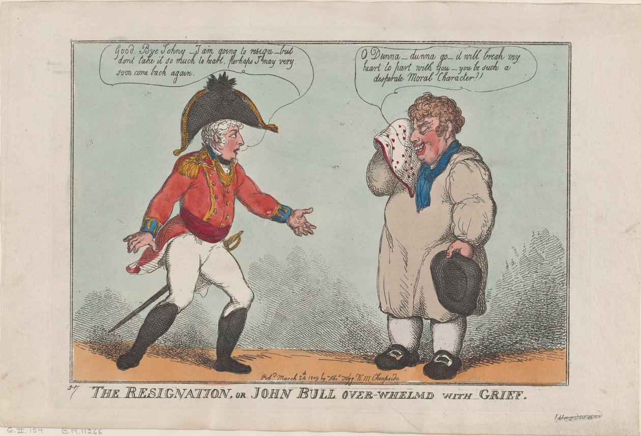 İstifa veya John Bull, 24 Mart 1809., 24 Mart 1809. by Thomas Rowlandson
