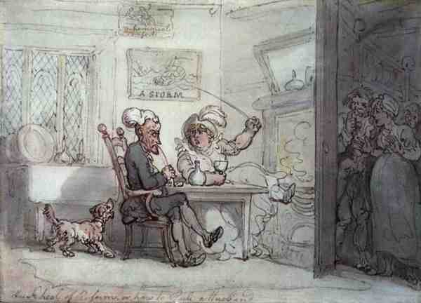 "Reform Okulu veya Bir Koca Nasıl Yönetilir" (kağıt üzerine kalem, suluboya ve kurşun kalem) by Thomas Rowlandson