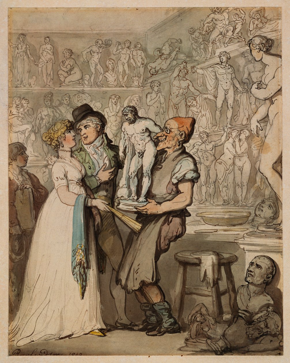 Heykeltıraş Atölyesi: Oyuncu Alımı, 1802 by Thomas Rowlandson