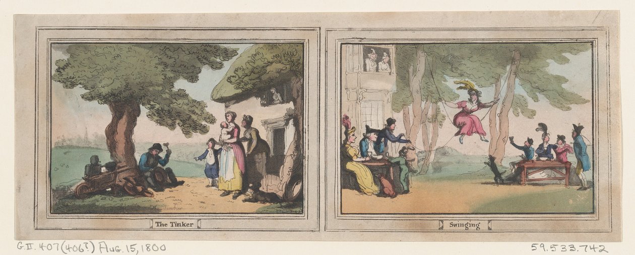 The Tinker and Swinging, 15 Ağustos 1800., 15 Ağustos 1800. by Thomas Rowlandson