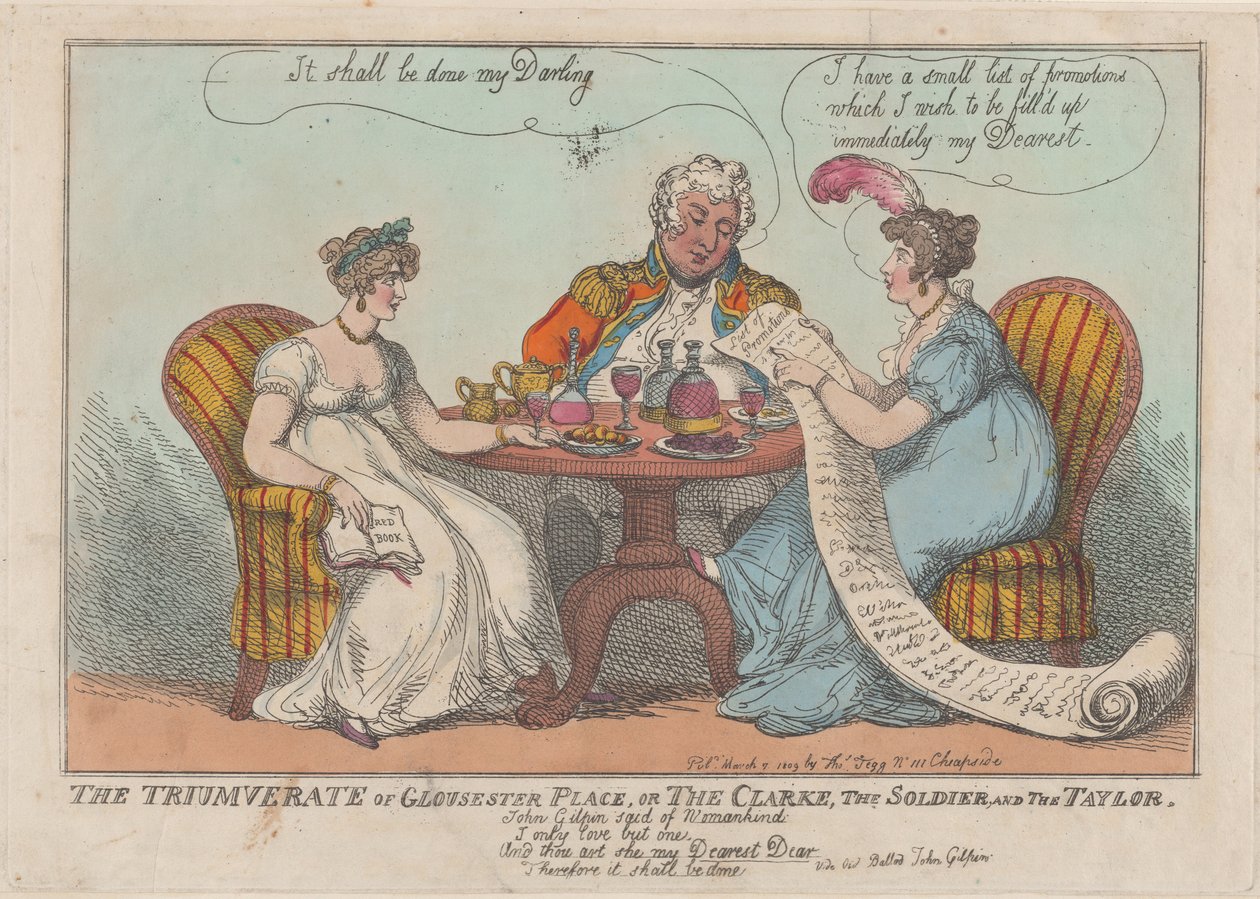 Gloucester Place Triumvirate veya The Clarke, The Soldier ve The Taylor, 1809., 1809. by Thomas Rowlandson