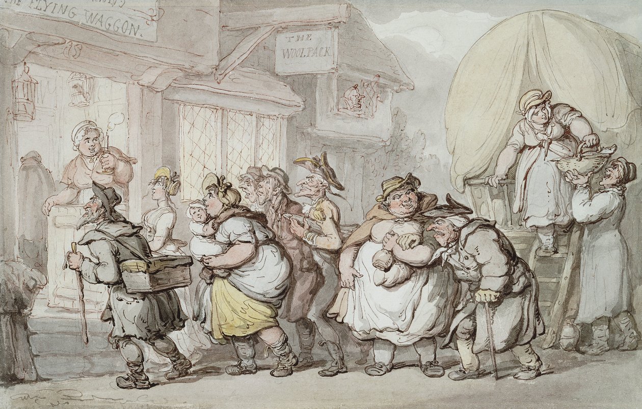 The Woolpack Inn: "Uçan Araba"nın Gelişi, by Thomas Rowlandson
