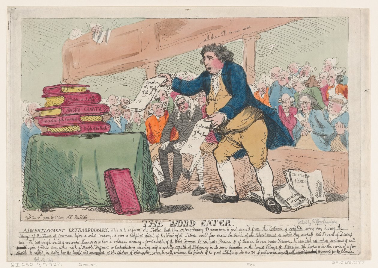 Kelime Yiyen, 30 Aralık 1786., 30 Aralık 1786. by Thomas Rowlandson