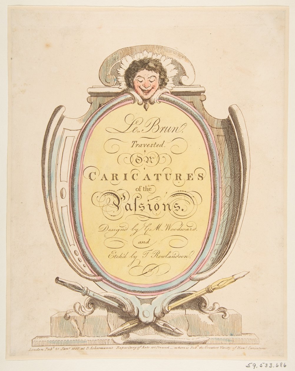 Başlık Sayfası: Le Brun Travested veya Tutkuların Karikatürleri, 21 Ocak 1800. by Thomas Rowlandson