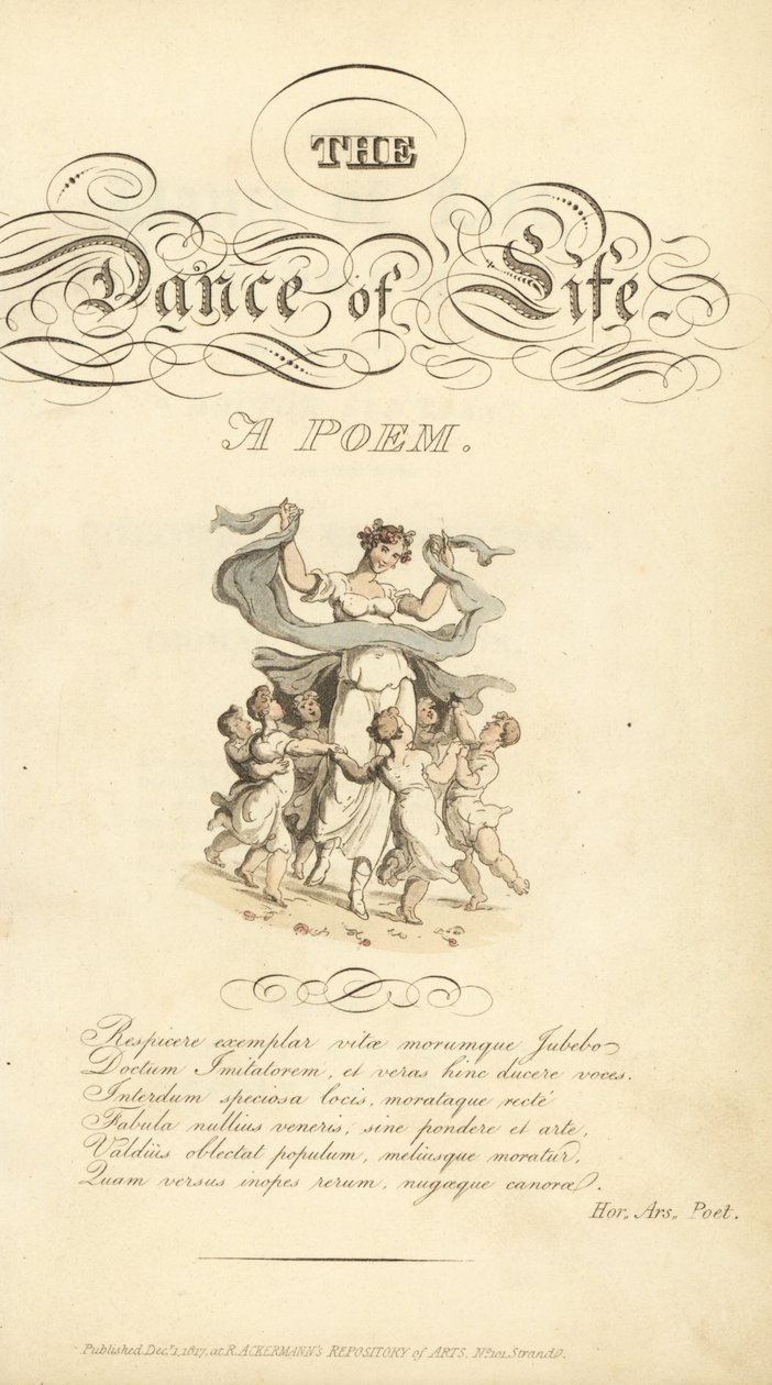 Kaligrafik başlık ve skeç içeren başlık sayfası by Thomas Rowlandson