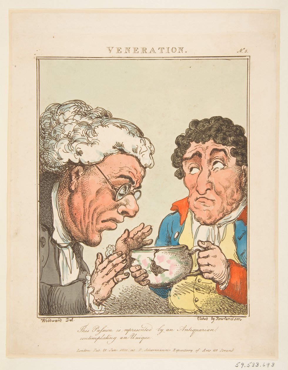 Veneration Le Brun Travested veya Tutkuların Karikatürleri, 21 Ocak 1800. by Thomas Rowlandson