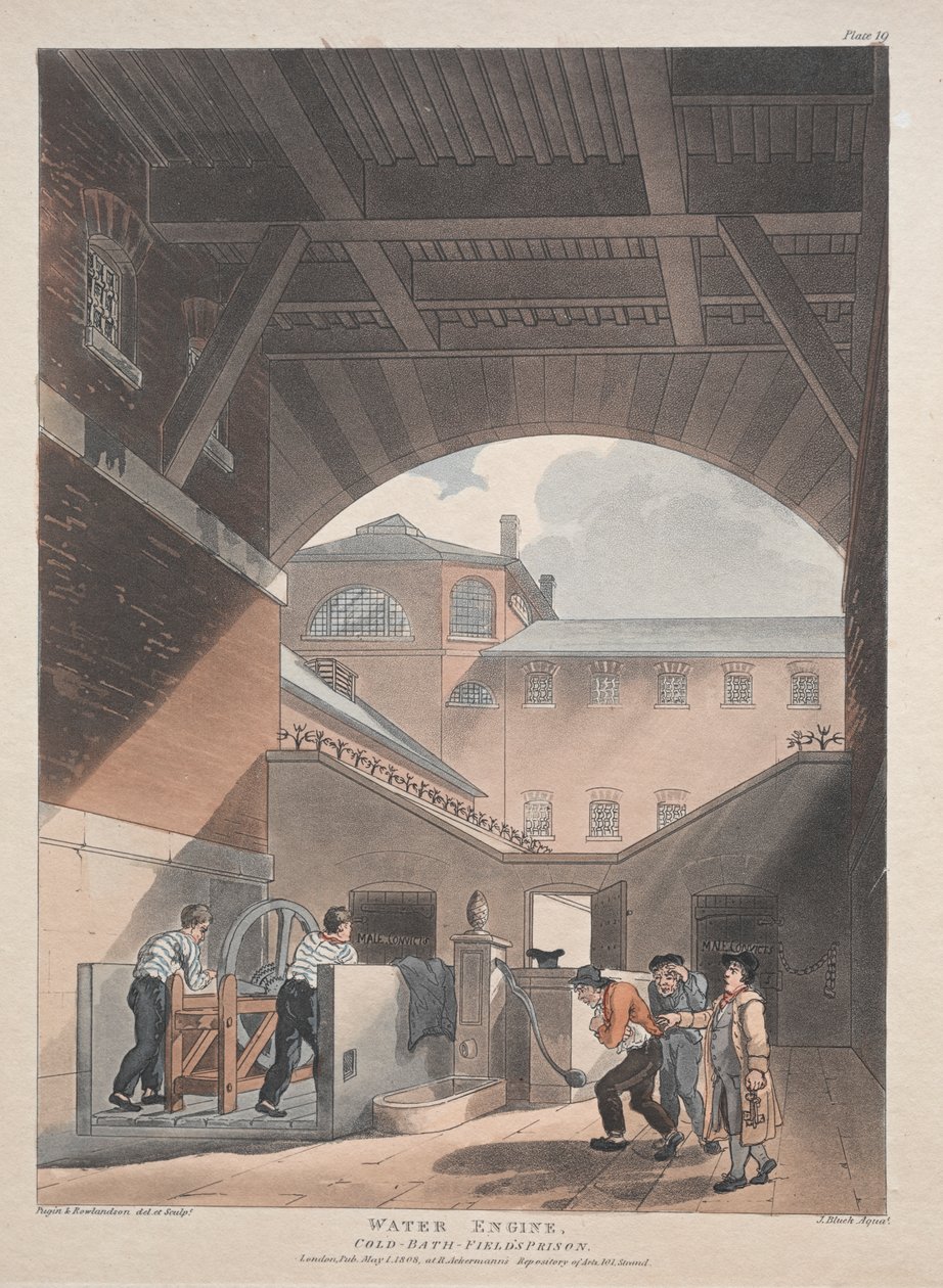 Su Motoru, Soğuk Banyo, Fields Hapishanesi by Thomas Rowlandson