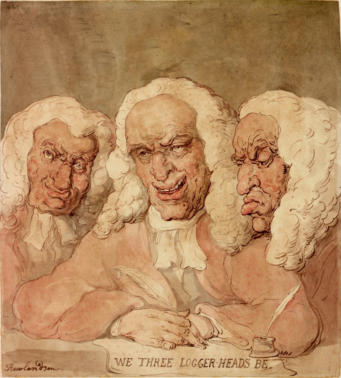 We Three Loggerheads Be, c.1805 (kağıt üzerine mürekkep, kurşun kalem ve sulu boya) by Thomas Rowlandson