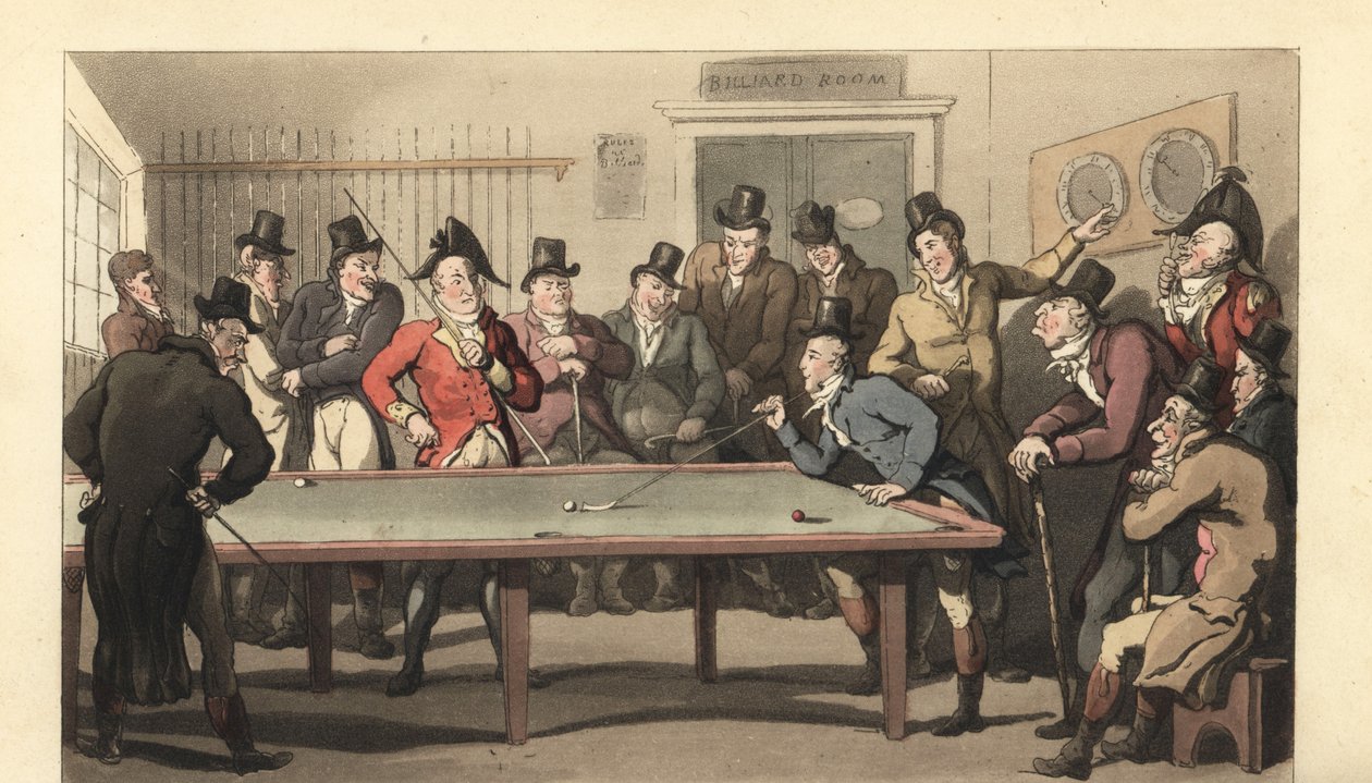 Bilardo oynayan genç İngiliz beyler by Thomas Rowlandson
