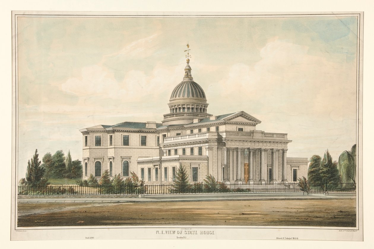 N.E. 1794 İnşa Edilen Devlet Evinin Görünümü - Trenton, N.J. Değiştirilmiş ve Genişletilmiş 1845-6 by Thomas S. Sinclair