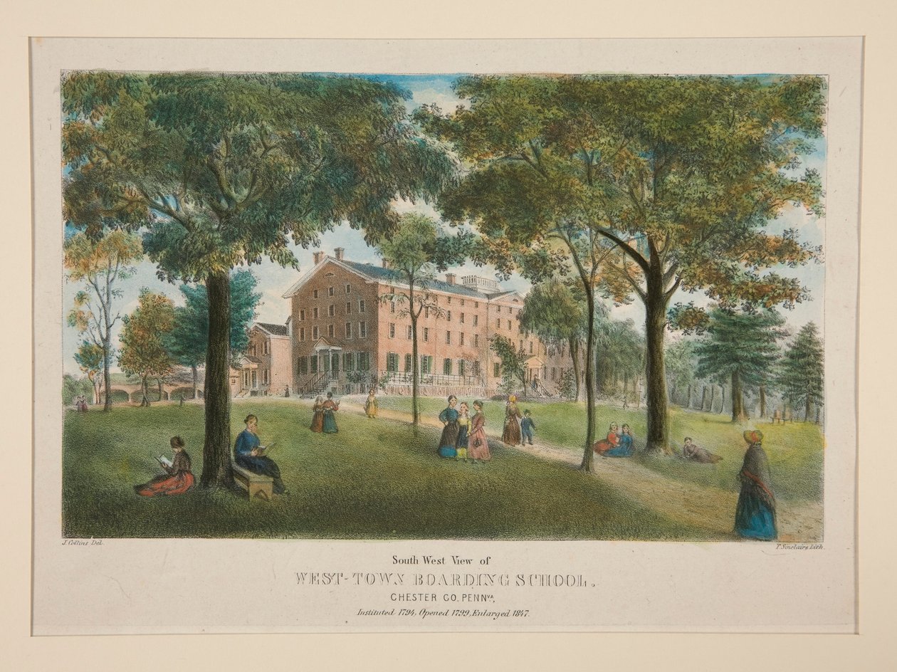 West-Town Yatılı Okulu (güney batı görünümü), Chester County, Penn. by Thomas S. Sinclair