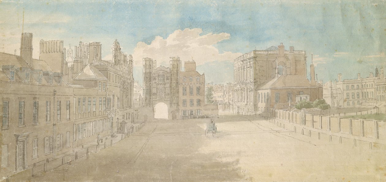 Sağda Whitehall, Holbein Kapısı ve Ziyafet Evi by Thomas Sandby