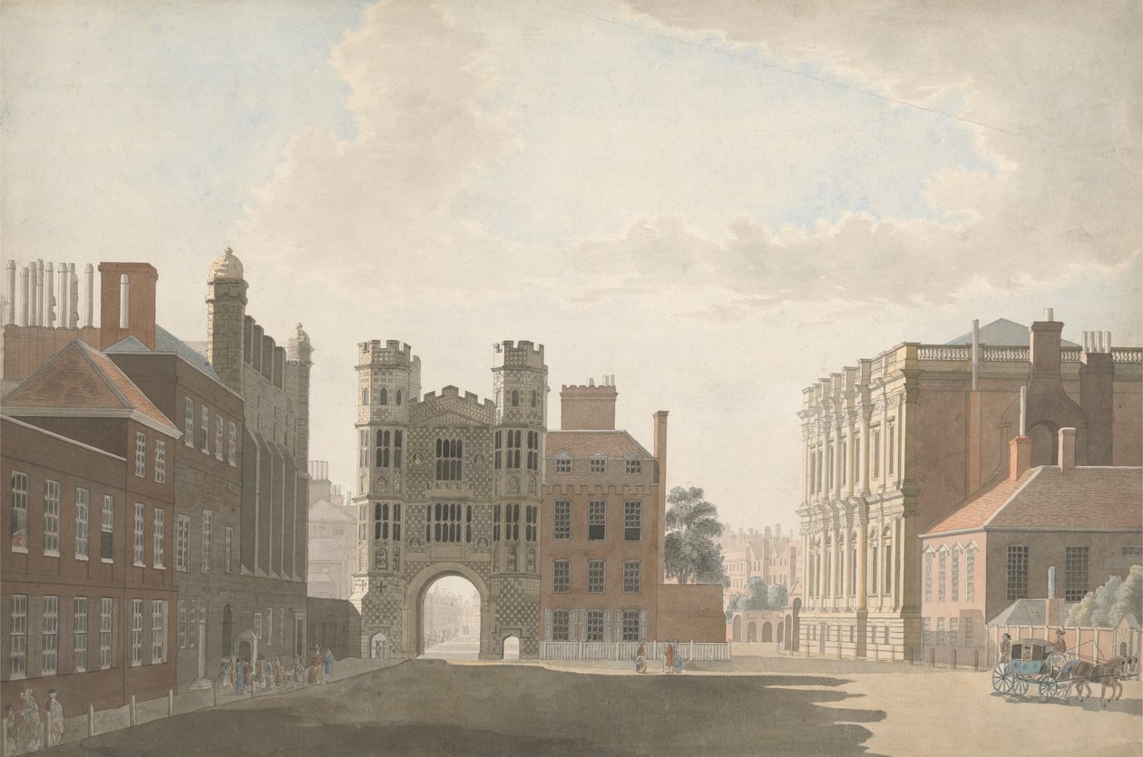 Whitehall, Holbein Kapısı ve Ziyafet Salonunu Gösteriyor by Thomas Sandby