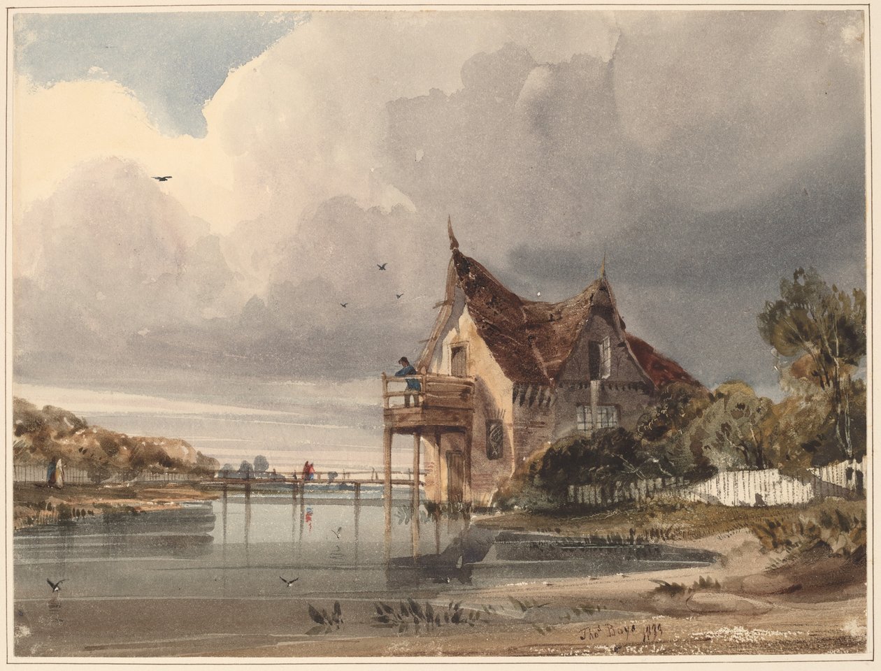 White Paling ile Bir Nehir ve Kulübe by Thomas Shotter Boys