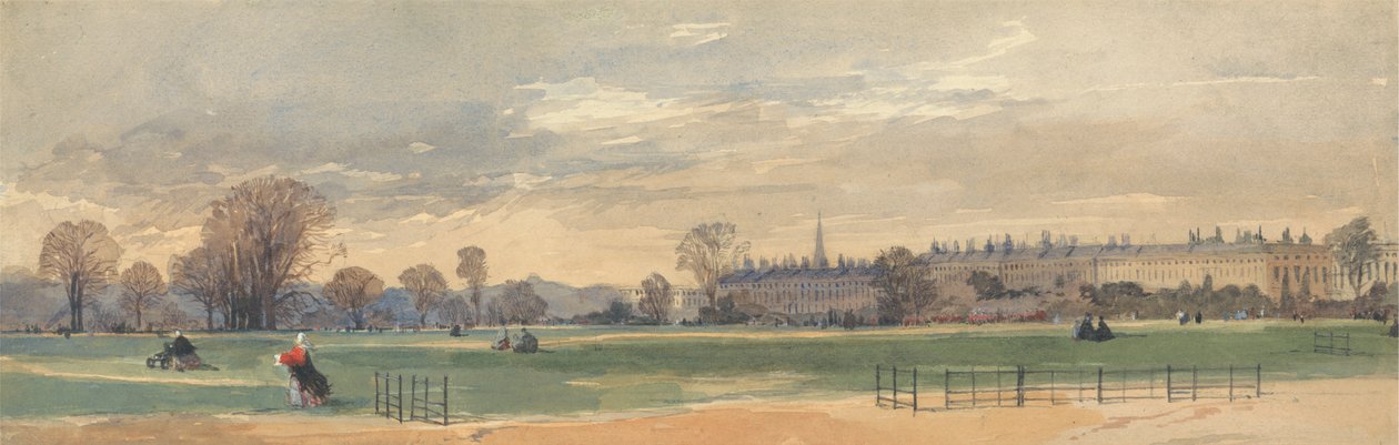 Cumberland Terrace, Regent's Park: Sağda Tatbikat Yapan Bir Can Muhafızları Birliği olan Gloucester Gate'e Doğru Bakış by Thomas Shotter Boys