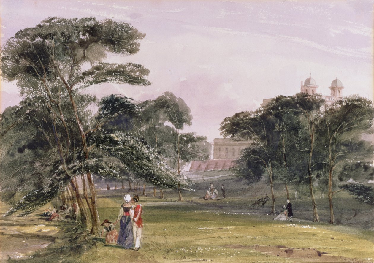 Gözlemevinin altındaki Parktaki rakamlar, Greenwich, 1850 dolayları (sulu boya) by Thomas Shotter Boys