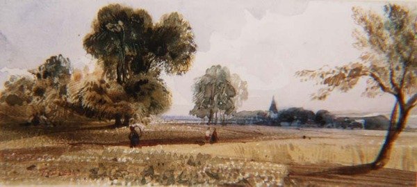 Mısır tarlasından geçen bir yolda rakamlar (suluboya) by Thomas Shotter Boys