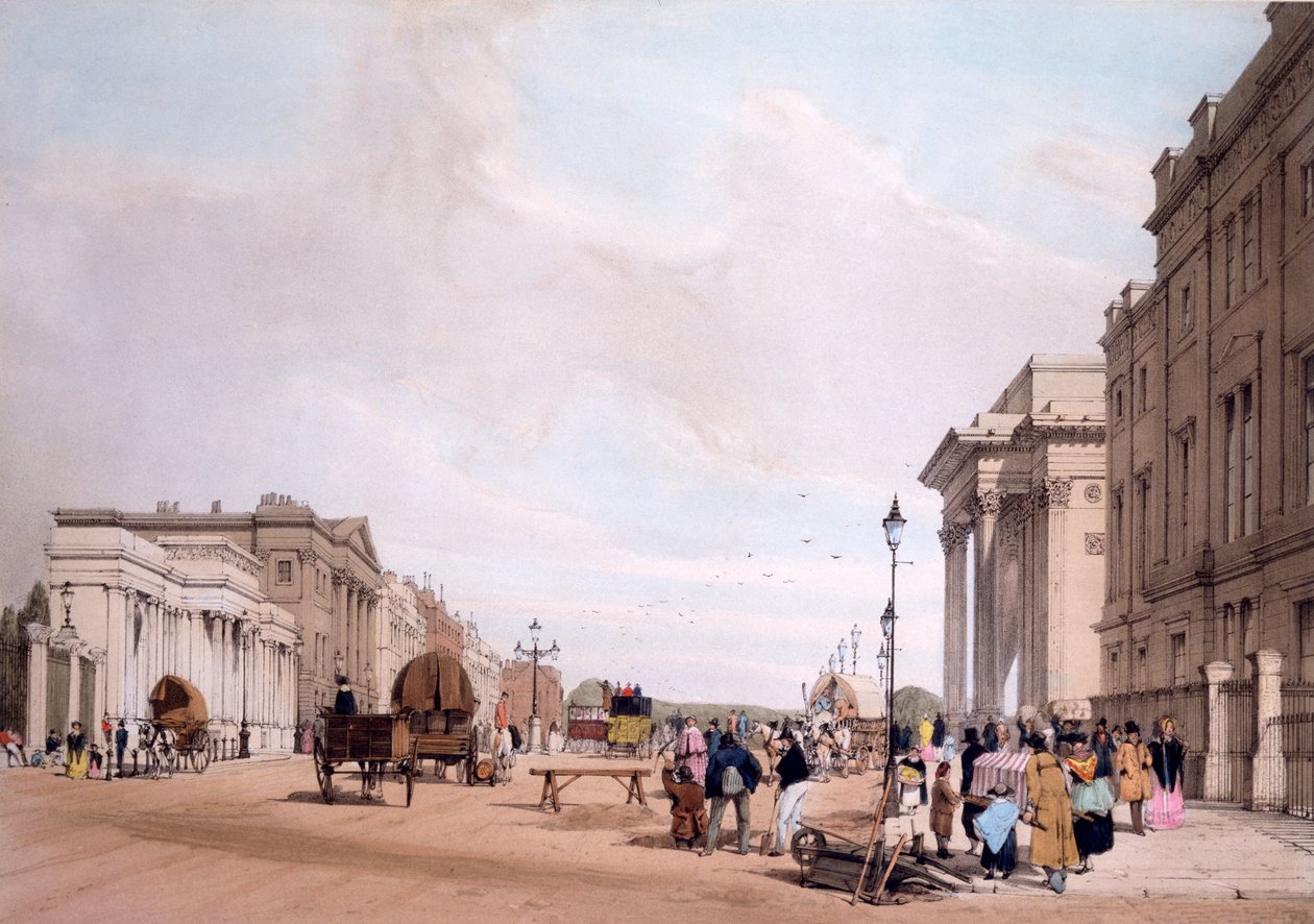 Hyde Park Corner, Piccadilly'ye bakıyor, 1842 'Londra as is is at the Nature'dan' by Thomas Shotter Boys