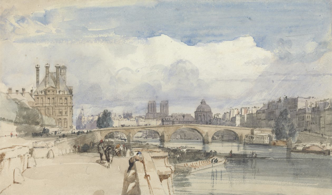Le Pont Royal, Paris, c.1828 (kağıt üzerinde w/c) by Thomas Shotter Boys