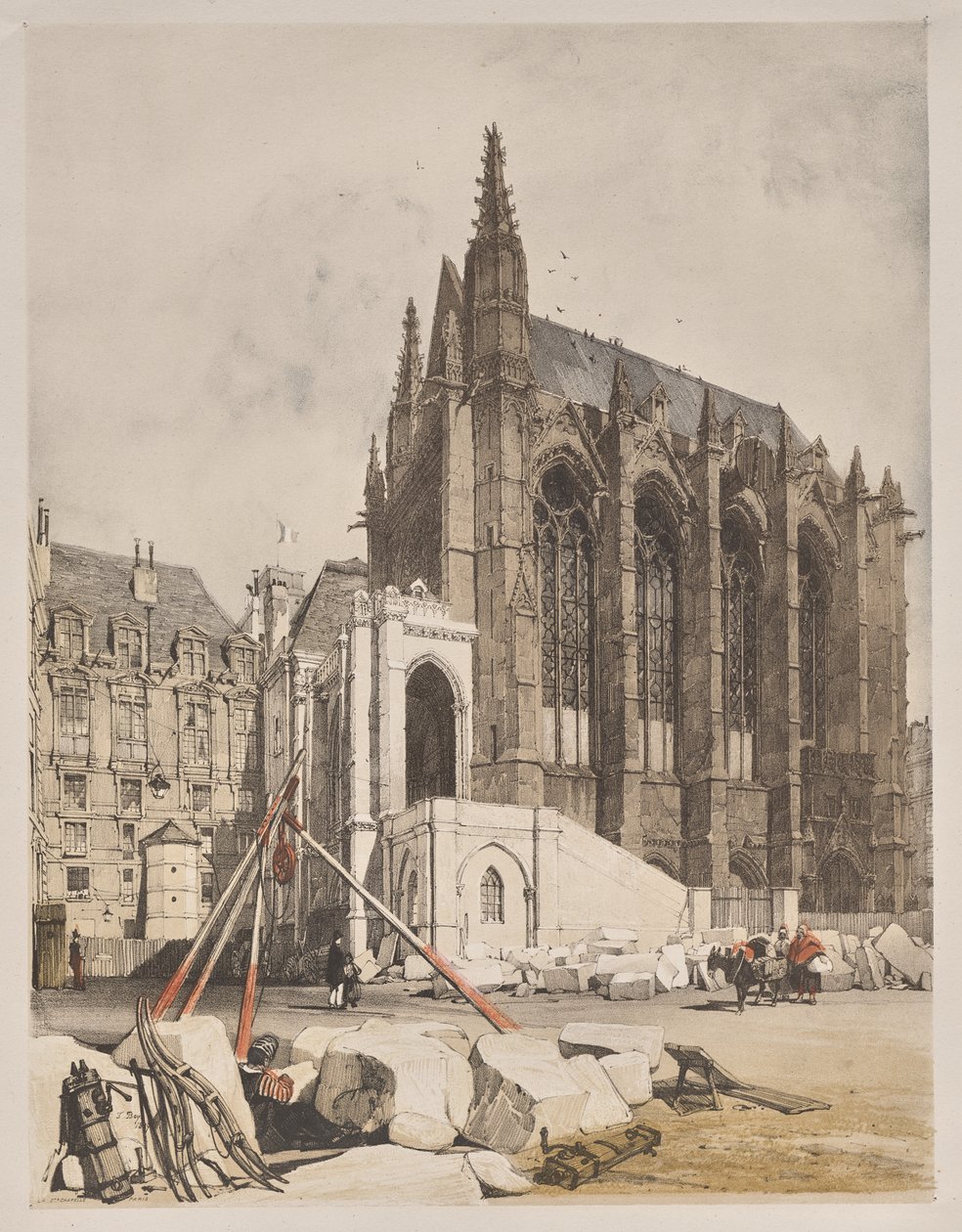 Paris'te Pitoresk Mimari, Ghent, Antwerp, Rouen: La. Ste Chapelle, Paris by Thomas Shotter Boys