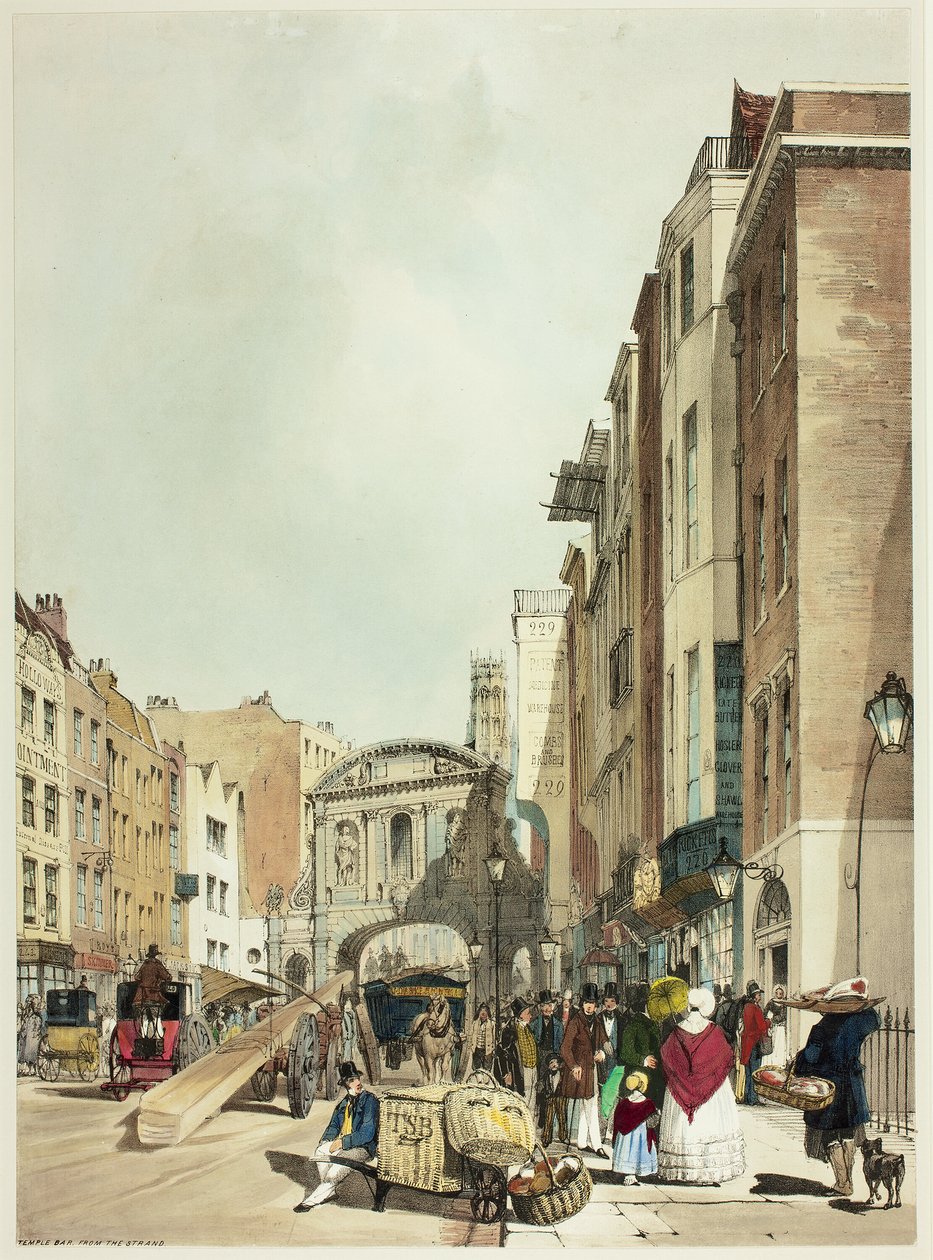 The Strand'dan Temple Bar, Londra'nın Orijinal Görünümlerinden 22 numaralı plaka by Thomas Shotter Boys