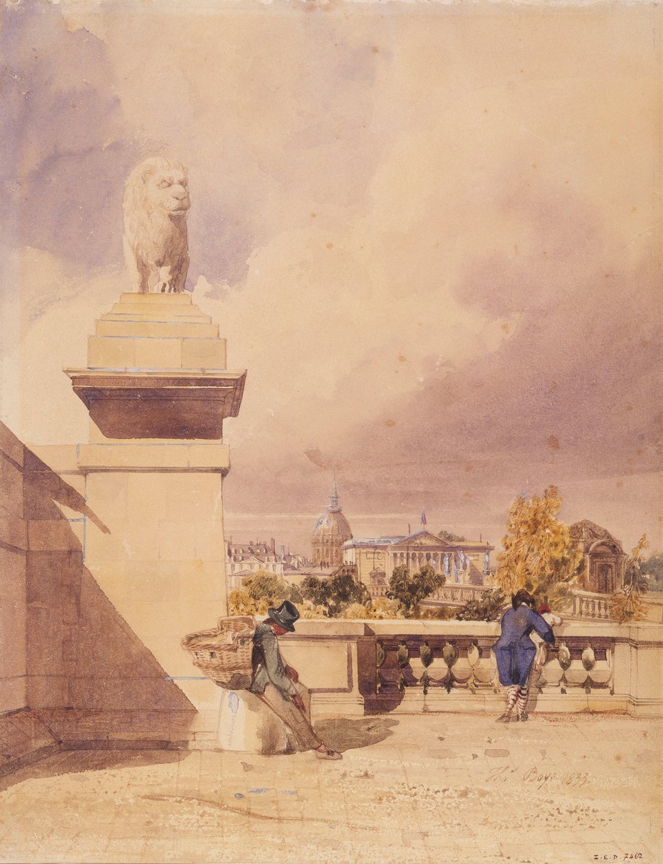 Tuileries'in terasından görülen Concorde Köprüsü by Thomas Shotter Boys