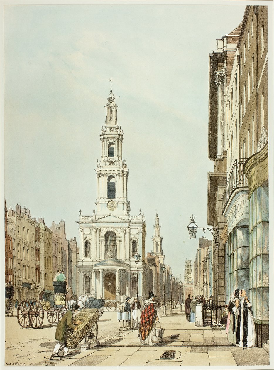 The Strand, Original Views of London'dan 21 numaralı plaka olduğu gibi by Thomas Shotter Boys