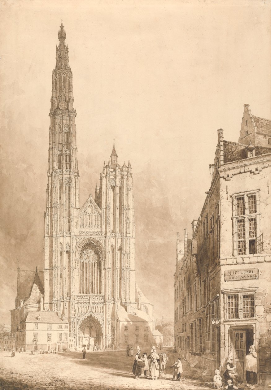Anvers Katedrali'nin görünümü by Thomas Sidney Cooper