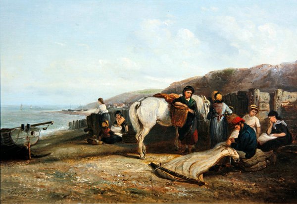 Ağları Onarmak (tuval üzerine yağlı boya) by Thomas Smythe