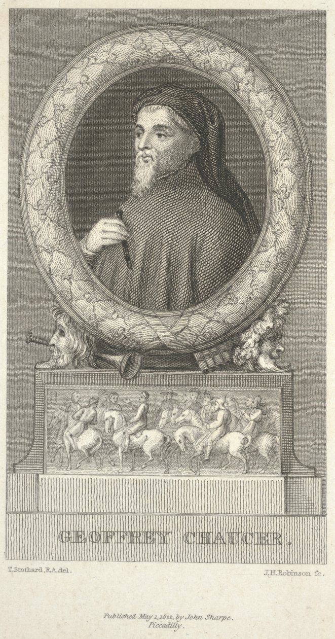 John Henry Robinson (1796-1871) tarafından oyulmuş Geoffrey Chaucer, by Thomas Stothard