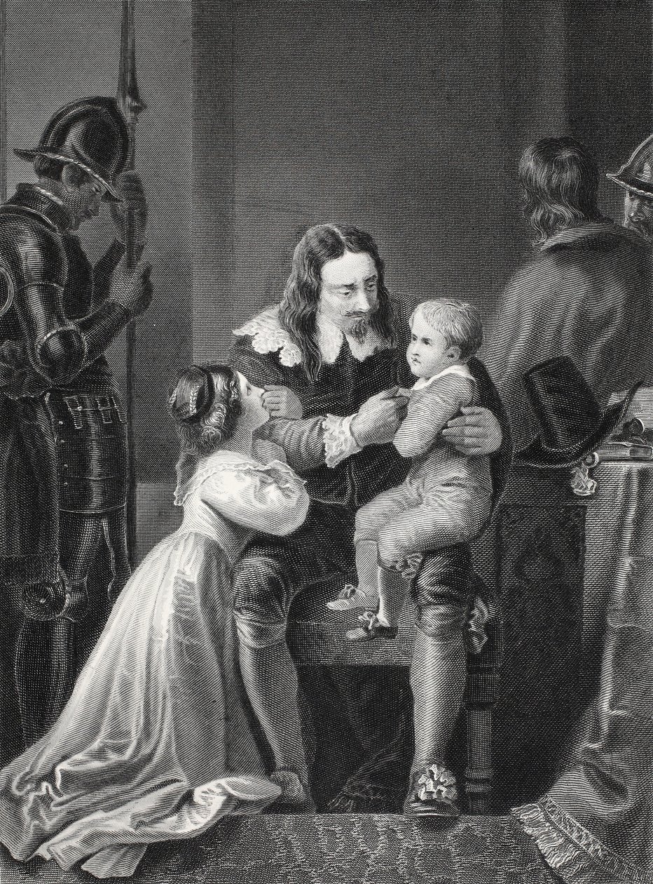 İngiltere Kralı I. Charles, idamından önce çocuklarına veda ediyor, AH Payne tarafından kazınmış by Thomas Stothard