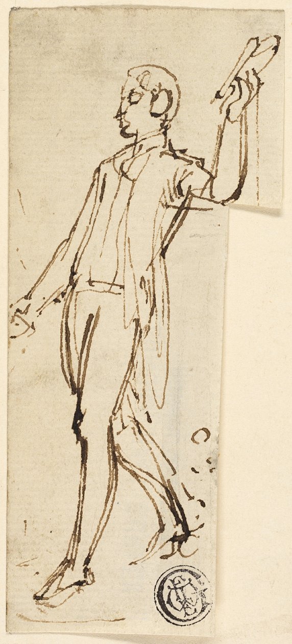 Kolunu kaldırmış duran adam taslağını by Thomas Stothard