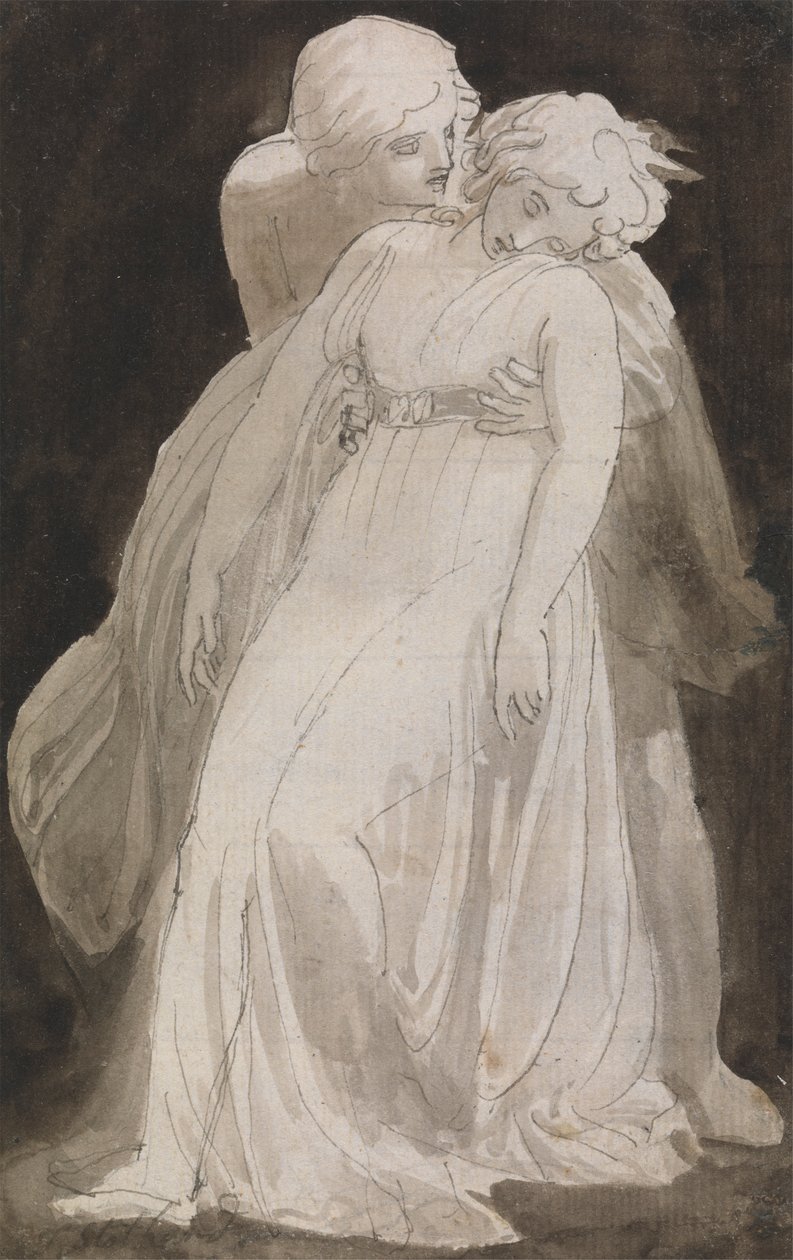 Solicitude: Bayılan Bir Kadını Destekleyen Bir Adam by Thomas Stothard